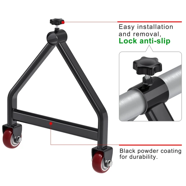 Alt view image 5 of 7 - Wire Spool Rack with 1.2" Rod for up to 28" Spools, Black Fully Welded, Portable Cable Caddy with Swivel Caster and Brake for Smooth Cable Dispensing on Job Sites, 220 lbs Capacity