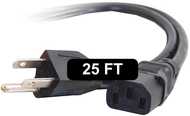 Main image of 25FT Replacement AC Power Cord Shielded - Power Cable for Electronics, TV, Computer, Printer, Radio, Monitor, Samsung, Dell, Vizio, LG, Asus, Laptop and More (14719)