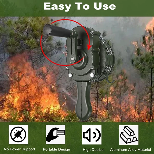 Alt view image 2 of 7 - Hand Crank Siren Manual Operated Air Raid Siren with Handle, Green Emergency Sturdy Waterproof Aluminum Alloy Tornado Sirens Portable Loud Volume Emergency Sirens for Sporting Events