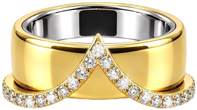 Main image of 18K Gold Plated Smart Ring Jacket for Oura Ring Gen 4/ Gen 3 Cubic Zirconia Simulated Diamond Stacking Rings Accessories for Oura Ring Women