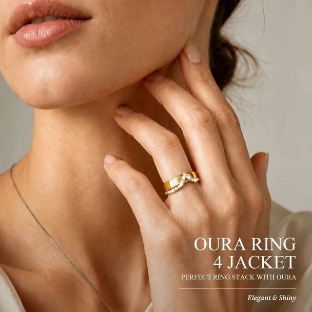 Alt view image 2 of 7 - 18K Gold Plated Smart Ring Jacket for Oura Ring Gen 4/ Gen 3 Cubic Zirconia Simulated Diamond Stacking Rings Accessories for Oura Ring Women