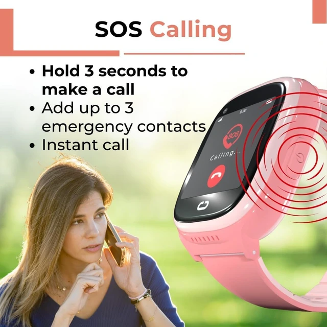 Alt view image 6 of 7 - Smart Watch for Kids with GPS Tracker, Audio & Video Calling, SOS Alerts, HD Camera, Fitness Tracker, Parental Controls, Kids Smart Watch for Boys & Girls, Subscription Required (Pink)