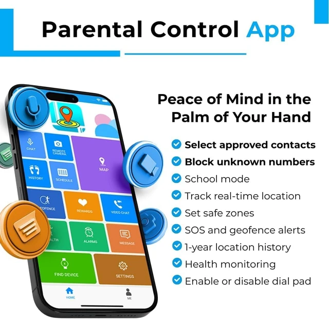 Alt view image 2 of 7 - Smart Watch for Kids with GPS Tracker, Audio & Video Calling, SOS Alerts, HD Camera, Fitness Tracker, Parental Controls, Kids Smart Watch for Boys & Girls, Subscription Required (Blue)