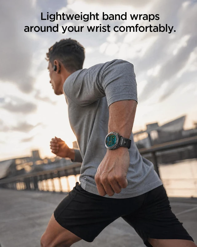 Alt view image 6 of 7 - Athlex Air for Samsung Galaxy Watch Ultra 2/1 Band (2026/2025/2024) Lightweight Soft Nylon Fabric Adjustable Men Women Hook and Loop Sport Replacement Strap - Active Black Gray