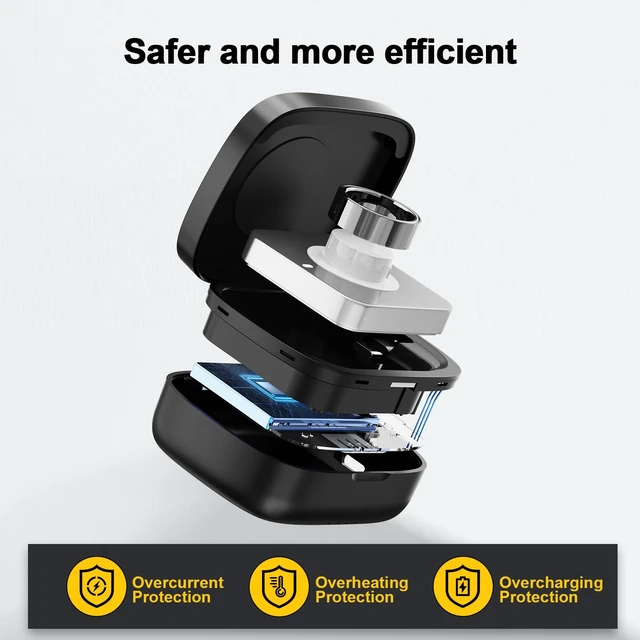 Alt view image 2 of 7 - Portable Charging Case Compatible with Oura Ring Gen 3/4/5 (Black) Universal Fit, 1000mAh Wireless Power Station for Travel, 30-Day Runtime Charger Accessories, (Official Charger NOT Included)