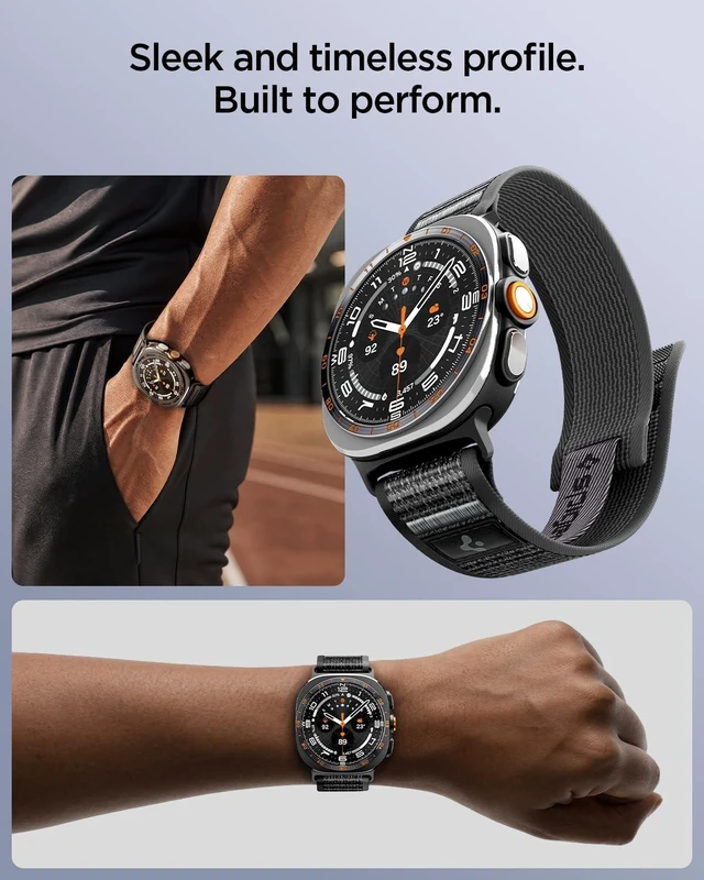 Alt view image 3 of 7 - Athlex Air for Samsung Galaxy Watch Ultra 2/1 Band (2026/2025/2024) Lightweight Soft Nylon Fabric Adjustable Men Women Hook and Loop Sport Replacement Strap - Active Black Gray