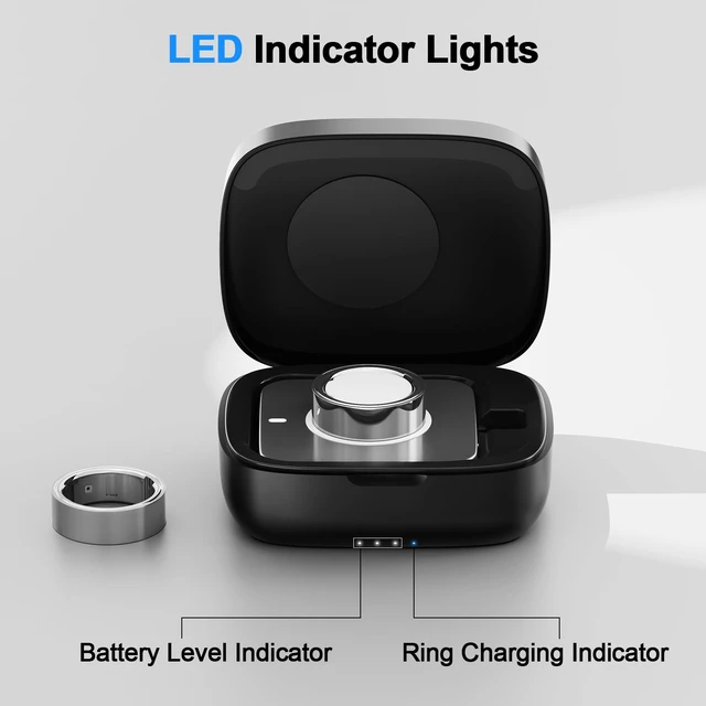 Alt view image 5 of 7 - Portable Charging Case Compatible with Oura Ring Gen 3/4/5 (Black) Universal Fit, 1000mAh Wireless Power Station for Travel, 30-Day Runtime Charger Accessories, (Official Charger NOT Included)