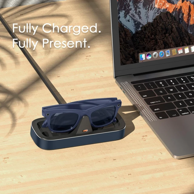 Alt view image 7 of 7 - Charging Station for Ray-Ban Meta Glasses (Navy) Charger Compatible with Wayfarer, Skyler, Headliner & Oakley Meta HSTN, One-Hand Charging Dock with LED Indicator
