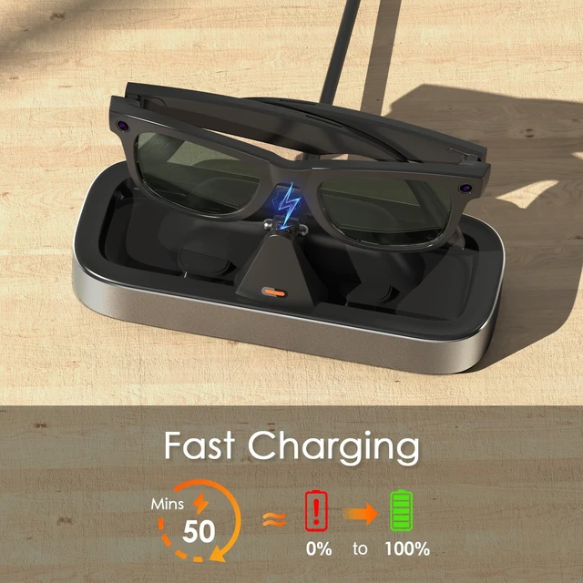 Alt view image 3 of 7 - Charging Station for Ray-Ban Meta Glasses (Titanium) Charger Compatible with Wayfarer, Skyler, Headliner & Oakley Meta HSTN, One-Hand Charging Dock with LED Indicator