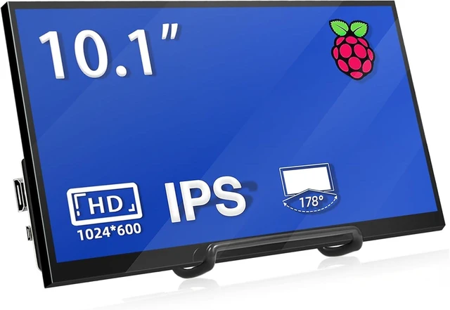 Main image of 10.1 Inch Raspberry Pi Screen HDMI Monitor 1024x600 LCD Display 16:9 IPS Screen for Raspberry Pi 5/4/3/2/B/B+ Win11/10/8/7, Free-Driver, Non-Touch