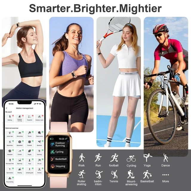 Alt view image 2 of 7 - Smart Watch,Fitness Tracker Watch 7 Day+ Battery with Heart Rate/Step Counter/Calories/SPO2/Sleep Monitor,IP68 Fitness Smart Watches for Women (Rosegold, 1.47inch)