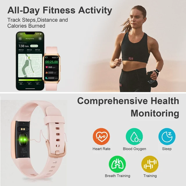 Alt view image 4 of 7 - Smart Watch,Fitness Tracker Watch 7 Day+ Battery with Heart Rate/Step Counter/Calories/SPO2/Sleep Monitor,IP68 Fitness Smart Watches for Women (Rosegold, 1.47inch)