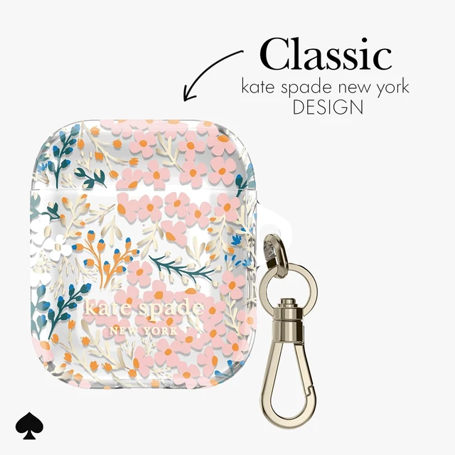 Alt view image 3 of 7 - AirPods 2nd/1st Case - Multi Floral Rose Stylish Case with Luxe Gold Ring Keychain for Bag, Tote, Backpack & More - Protective Case for AirPods 1st & 2nd Generation