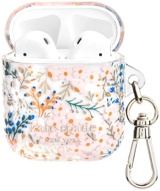 Main image of AirPods 2nd/1st Case - Multi Floral Rose Stylish Case with Luxe Gold Ring Keychain for Bag, Tote, Backpack & More - Protective Case for AirPods 1st & 2nd Generation