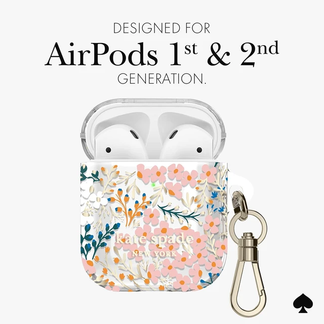 Alt view image 5 of 7 - AirPods 2nd/1st Case - Multi Floral Rose Stylish Case with Luxe Gold Ring Keychain for Bag, Tote, Backpack & More - Protective Case for AirPods 1st & 2nd Generation