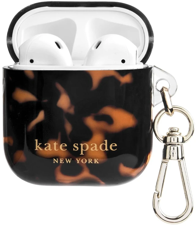 Main image of AirPods 2nd/1st Case - Tortoiseshell Stylish Case with Luxe Gold Ring Keychain for Bag, Tote, Backpack & More - Protective Case for AirPods 1st & 2nd Generation