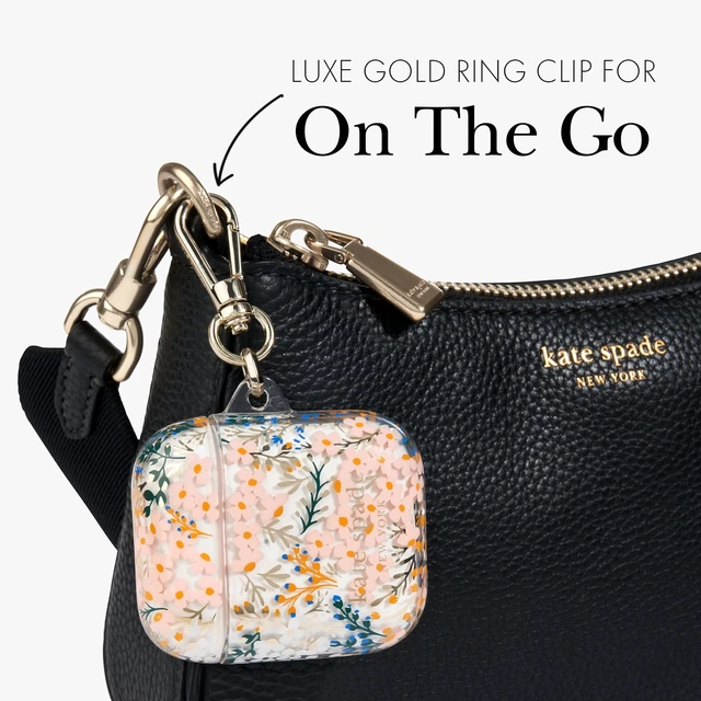 Alt view image 6 of 7 - AirPods 2nd/1st Case - Multi Floral Rose Stylish Case with Luxe Gold Ring Keychain for Bag, Tote, Backpack & More - Protective Case for AirPods 1st & 2nd Generation