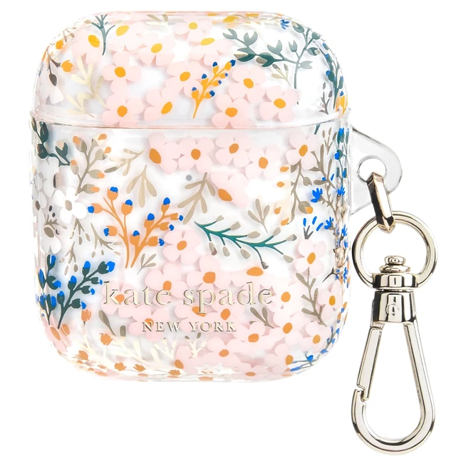 Alt view image 7 of 7 - AirPods 2nd/1st Case - Multi Floral Rose Stylish Case with Luxe Gold Ring Keychain for Bag, Tote, Backpack & More - Protective Case for AirPods 1st & 2nd Generation