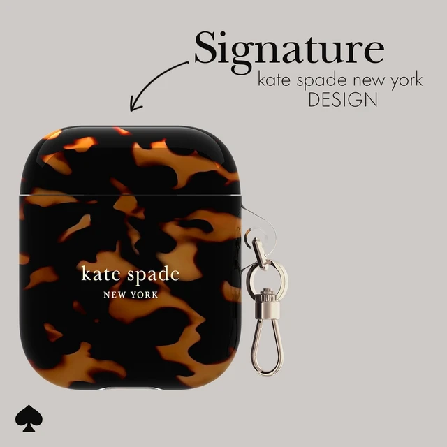 Alt view image 3 of 7 - AirPods 2nd/1st Case - Tortoiseshell Stylish Case with Luxe Gold Ring Keychain for Bag, Tote, Backpack & More - Protective Case for AirPods 1st & 2nd Generation