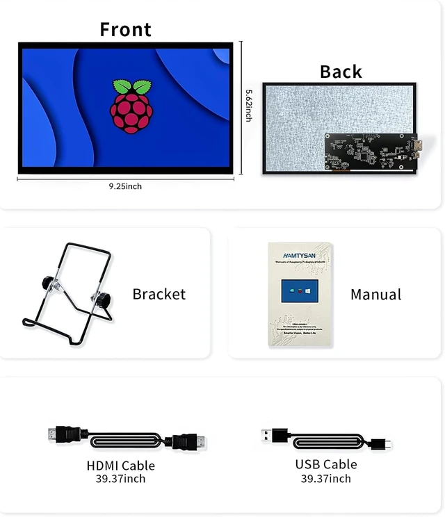 Alt view image 7 of 7 - 10.1 Inch Raspberry Pi Screen HDMI Monitor 1024x600 LCD Display 16:9 IPS Screen for Raspberry Pi 5/4/3/2/B/B+ Win11/10/8/7, Free-Driver, Non-Touch