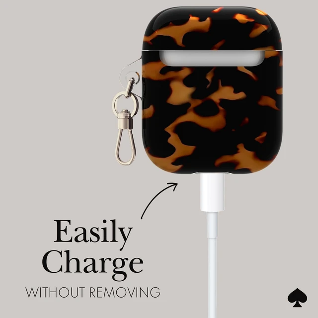 Alt view image 4 of 7 - AirPods 2nd/1st Case - Tortoiseshell Stylish Case with Luxe Gold Ring Keychain for Bag, Tote, Backpack & More - Protective Case for AirPods 1st & 2nd Generation