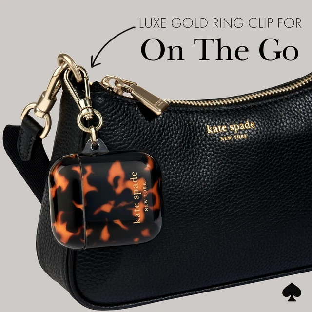 Alt view image 6 of 7 - AirPods 2nd/1st Case - Tortoiseshell Stylish Case with Luxe Gold Ring Keychain for Bag, Tote, Backpack & More - Protective Case for AirPods 1st & 2nd Generation