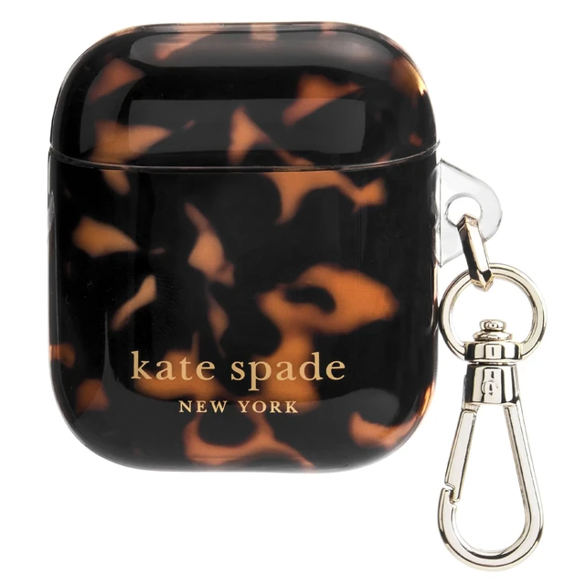 Alt view image 7 of 7 - AirPods 2nd/1st Case - Tortoiseshell Stylish Case with Luxe Gold Ring Keychain for Bag, Tote, Backpack & More - Protective Case for AirPods 1st & 2nd Generation