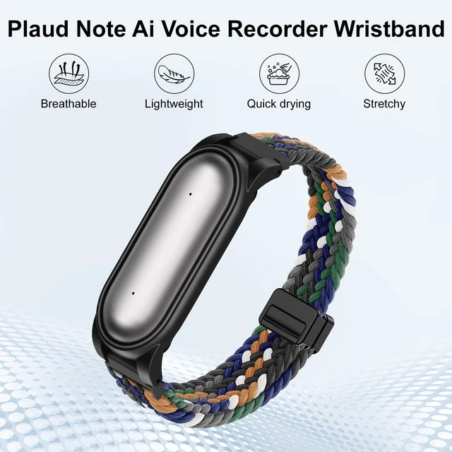Alt view image 2 of 7 - Braided Wristband Compatible with Plaud NotePin S/NotePin AI Voice Recorder Breathable Soft Wearable Strap with Magnetic Buckle and PC Case,Adjustable Lightweight Band,Recorder Accessories,Camo