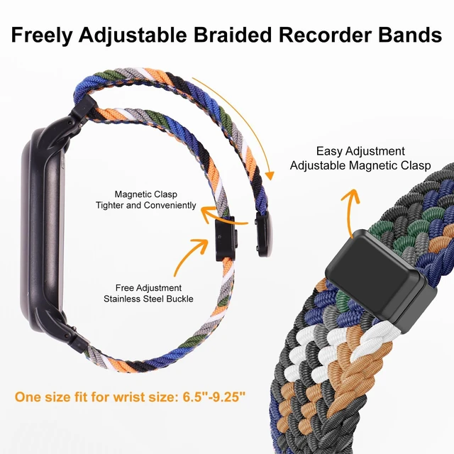 Alt view image 3 of 7 - Braided Wristband Compatible with Plaud NotePin S/NotePin AI Voice Recorder Breathable Soft Wearable Strap with Magnetic Buckle and PC Case,Adjustable Lightweight Band,Recorder Accessories,Camo
