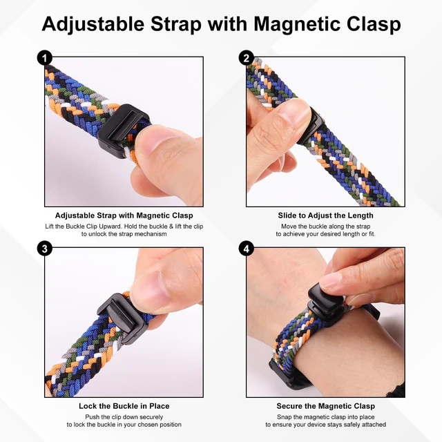 Alt view image 5 of 7 - Braided Wristband Compatible with Plaud NotePin S/NotePin AI Voice Recorder Breathable Soft Wearable Strap with Magnetic Buckle and PC Case,Adjustable Lightweight Band,Recorder Accessories,Starlight