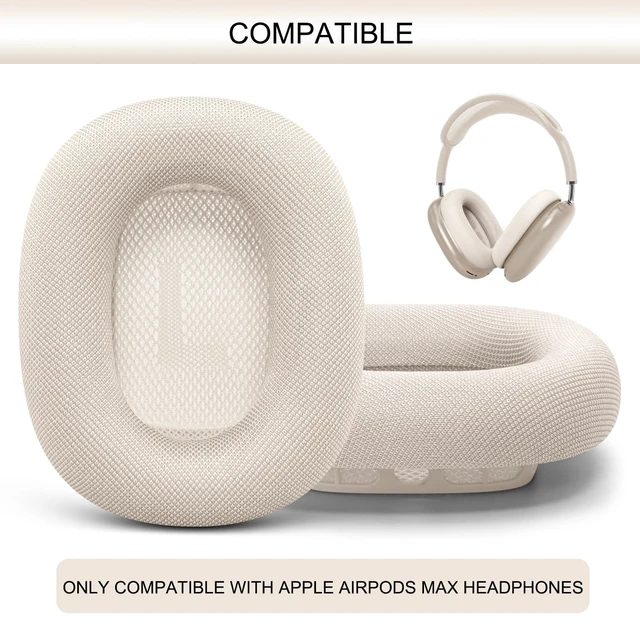 Alt view image 2 of 7 - Upgraded Ear Cushions Replacement Earpads for AirPods Max 1 & 2 Headphones, Mesh Fabric Ear Pads Ear Covers Cups with Memory Foam and Magnet for AirPods Max (Starlight)