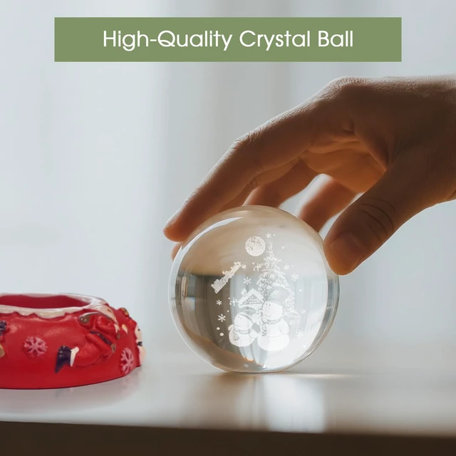Alt view image 3 of 7 - 3D Crystal Ball Night Light-Laser Engraved Snowman Red Holiday Base, Cute & Funny Christmas Night Light for Kids, 3000K Warm White for Christmas Party Decor
