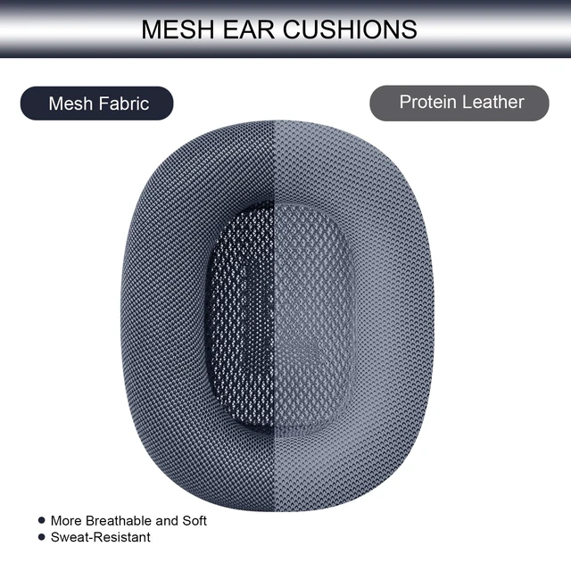 Alt view image 6 of 7 - Upgraded Ear Cushions Replacement Earpads for AirPods Max 1 & 2 Headphones, Mesh Fabric Ear Pads Ear Covers Cups with Memory Foam and Magnet for AirPods Max (Midnight)