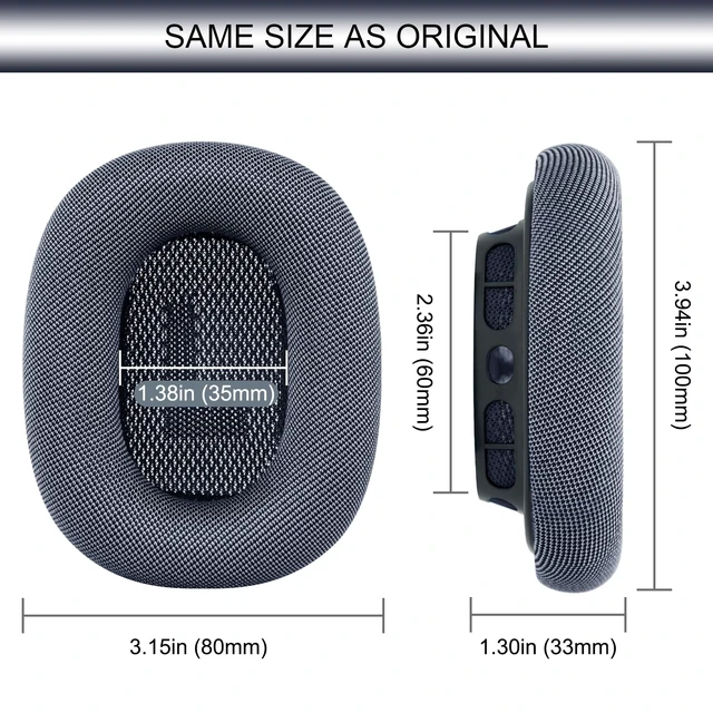 Alt view image 7 of 7 - Upgraded Ear Cushions Replacement Earpads for AirPods Max 1 & 2 Headphones, Mesh Fabric Ear Pads Ear Covers Cups with Memory Foam and Magnet for AirPods Max (Midnight)