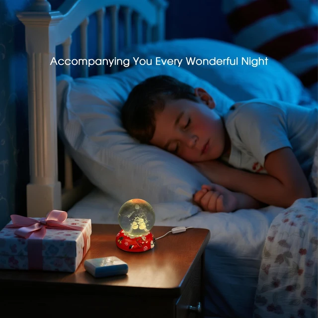 Alt view image 6 of 7 - 3D Crystal Ball Night Light-Laser Engraved Snowman Red Holiday Base, Cute & Funny Christmas Night Light for Kids, 3000K Warm White for Christmas Party Decor