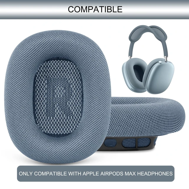 Alt view image 2 of 7 - Upgraded Ear Cushions Replacement Earpads for AirPods Max 1 & 2 Headphones, Mesh Fabric Ear Pads Ear Covers Cups with Memory Foam and Magnet for AirPods Max (Blue)