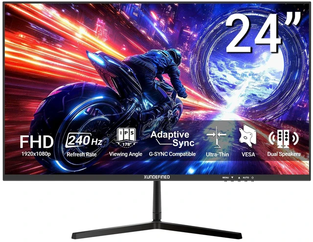 Main image of 24 inch 240Hz Gaming Monitor with Speaker, 1080p Fast IPS Computer Monitor, FreeSync, 99% sRGB, HDR, Low Blue Light, 3-Sided Frameless, VESA, HDMI, Display Port for Gaming, Home Office Working