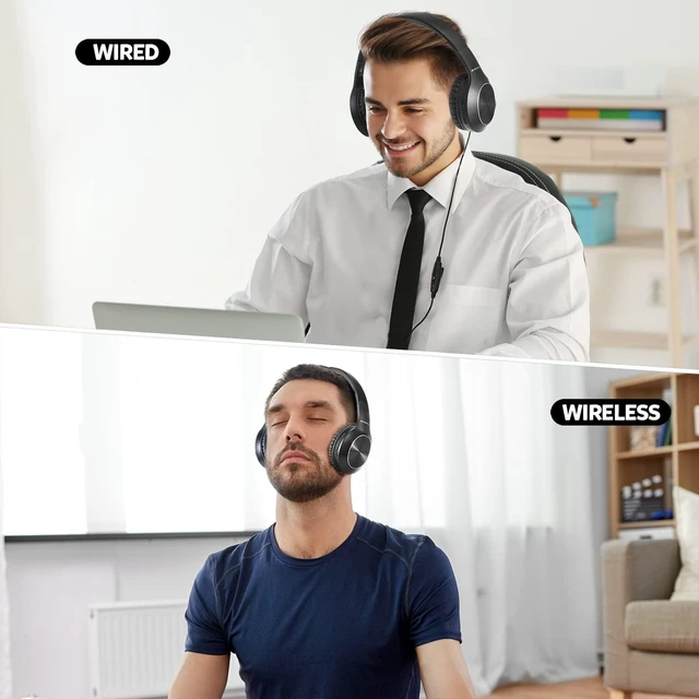 Alt view image 7 of 7 - Bluetooth Headphones Over Ear, 68H Playtime and 3 EQ Music Modes Wireless Headphones with Microphone/Deep Bass, HiFi Stereo Foldable Lightweight Headset for PC Home Travel Office Black