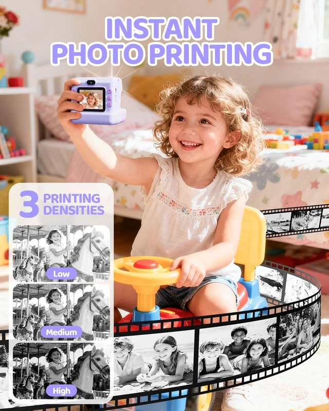 Alt view image 3 of 7 - Kids Instant Print Camera, 1080P HD Dual Lens with 32GB Card 2.4" Screen Kids Camera with 3 Paper Rolls, 16X Zoom, Christmas Birthday Gifts for Girls and Boys Age 3-12