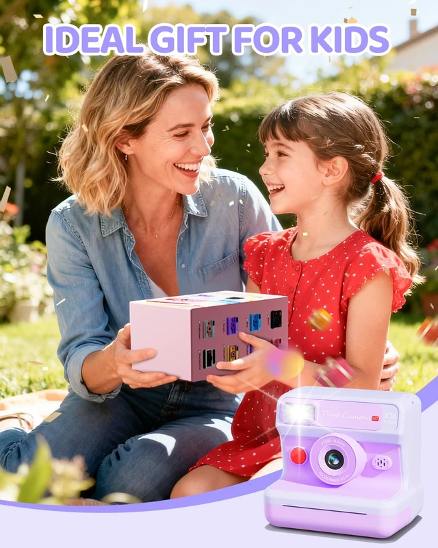 Alt view image 7 of 7 - Kids Instant Print Camera, 1080P HD Dual Lens with 32GB Card 2.4" Screen Kids Camera with 3 Paper Rolls, 16X Zoom, Christmas Birthday Gifts for Girls and Boys Age 3-12