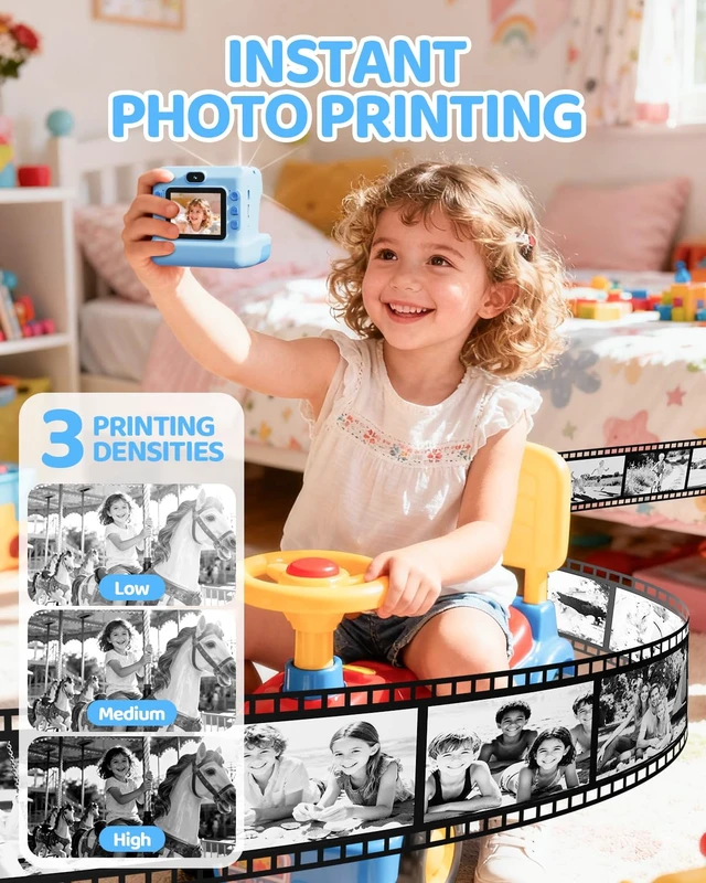 Alt view image 3 of 7 - Kids Instant Print Camera, 1080P HD Dual Lens with 32GB Card 2.4" Screen Kids Camera with 3 Paper Rolls, 16X Zoom, Christmas Birthday Gifts for Girls and Boys Age 3-12