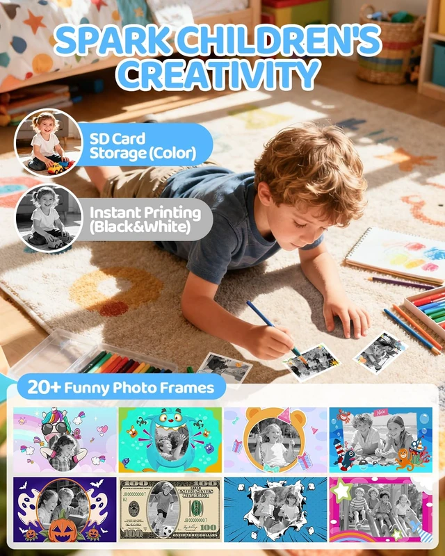 Alt view image 4 of 7 - Kids Instant Print Camera, 1080P HD Dual Lens with 32GB Card 2.4" Screen Kids Camera with 3 Paper Rolls, 16X Zoom, Christmas Birthday Gifts for Girls and Boys Age 3-12
