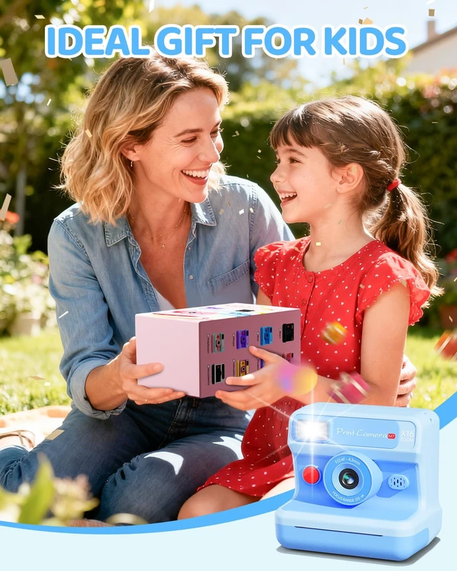 Alt view image 7 of 7 - Kids Instant Print Camera, 1080P HD Dual Lens with 32GB Card 2.4" Screen Kids Camera with 3 Paper Rolls, 16X Zoom, Christmas Birthday Gifts for Girls and Boys Age 3-12
