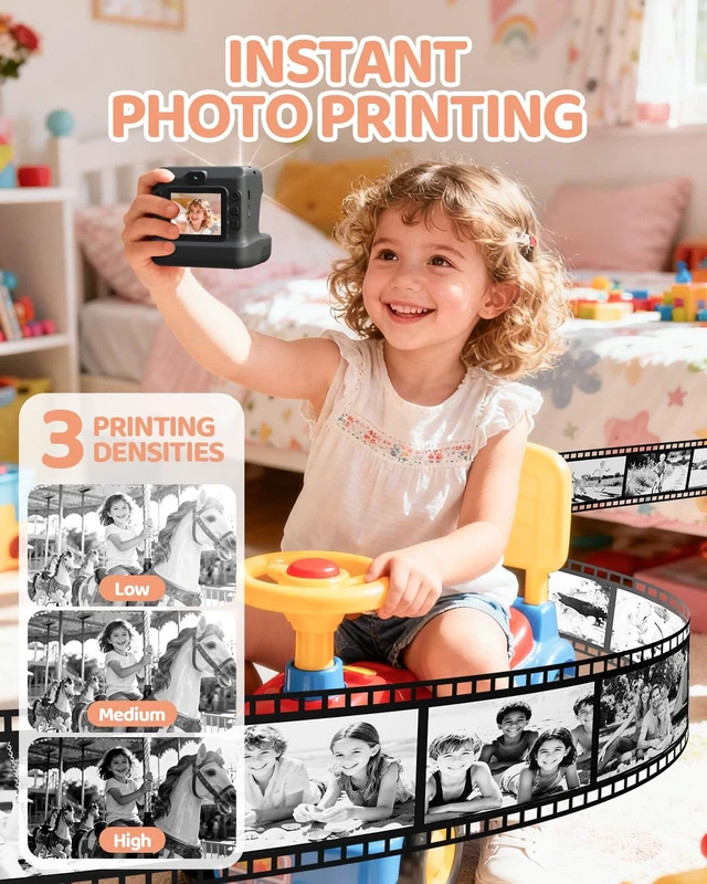 Alt view image 3 of 7 - Kids Instant Print Camera, 1080P HD Dual Lens with 32GB Card 2.4" Screen Kids Camera with 3 Paper Rolls, 16X Zoom, Christmas Birthday Gifts for Girls and Boys Age 3-12