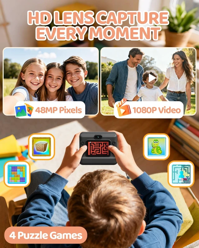 Alt view image 5 of 7 - Kids Instant Print Camera, 1080P HD Dual Lens with 32GB Card 2.4" Screen Kids Camera with 3 Paper Rolls, 16X Zoom, Christmas Birthday Gifts for Girls and Boys Age 3-12