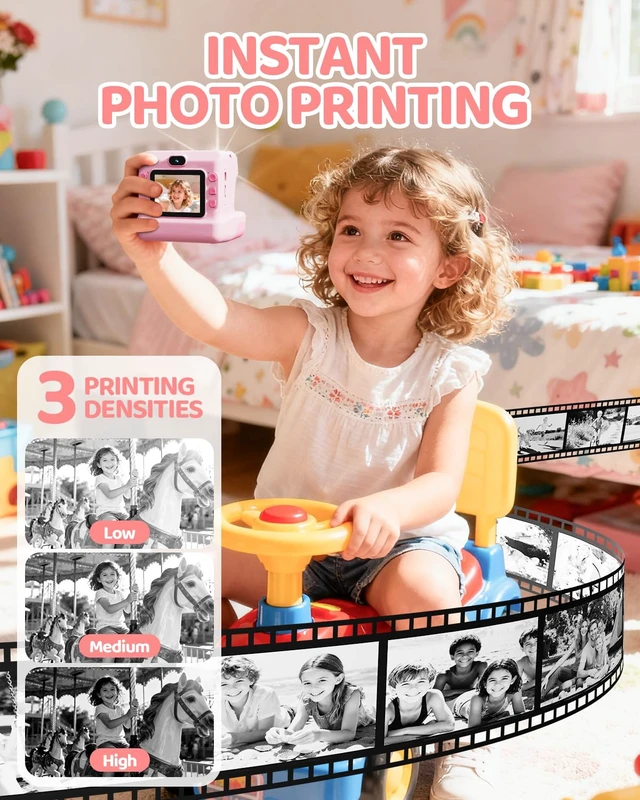 Alt view image 3 of 7 - Kids Instant Print Camera, 1080P HD Dual Lens with 32GB Card 2.4" Screen Kids Camera with 3 Paper Rolls, 16X Zoom, Christmas Birthday Gifts for Girls and Boys Age 3-12