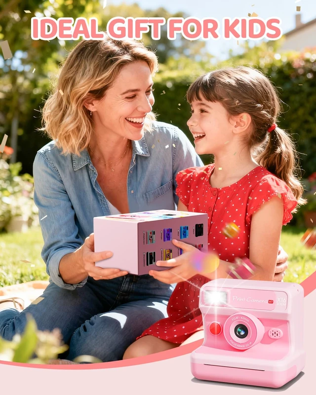 Alt view image 7 of 7 - Kids Instant Print Camera, 1080P HD Dual Lens with 32GB Card 2.4" Screen Kids Camera with 3 Paper Rolls, 16X Zoom, Christmas Birthday Gifts for Girls and Boys Age 3-12