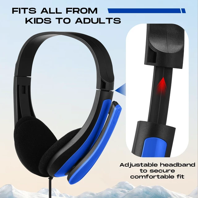 Alt view image 2 of 7 - 20 Pack Bulk Classroom Headphones with Mic Students, Dark Blue Wired with Microphone, School Library Computer Use, 3.5 mm Universal Plug, Laptops Computer Use, for Adults, Classroom Supply