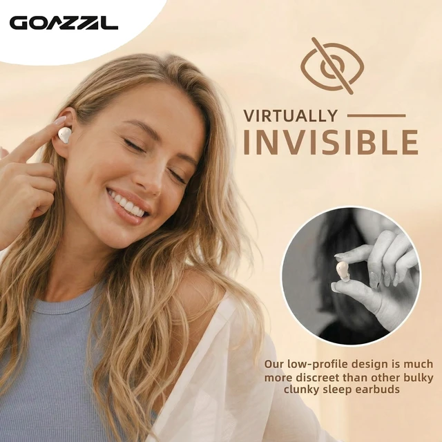 Alt view image 3 of 7 - Sleep Earbuds, Invisible Mini Wireless Earbuds for Small Ear Canals, Ergonomic Bluetooth Earbuds with Premium Sound and One-Step Auto PairingBeige