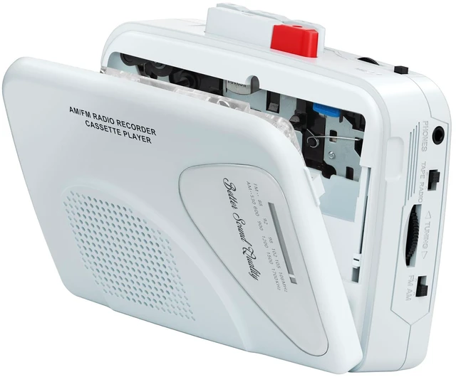 Main image of Cassette Player Tape Recorders AM/FM Radio, Portable Tape Player Records Built in Speakers Manual Record - 2AA Battery Or DC 5V Supply with 3.5MM Earphone- ICY White